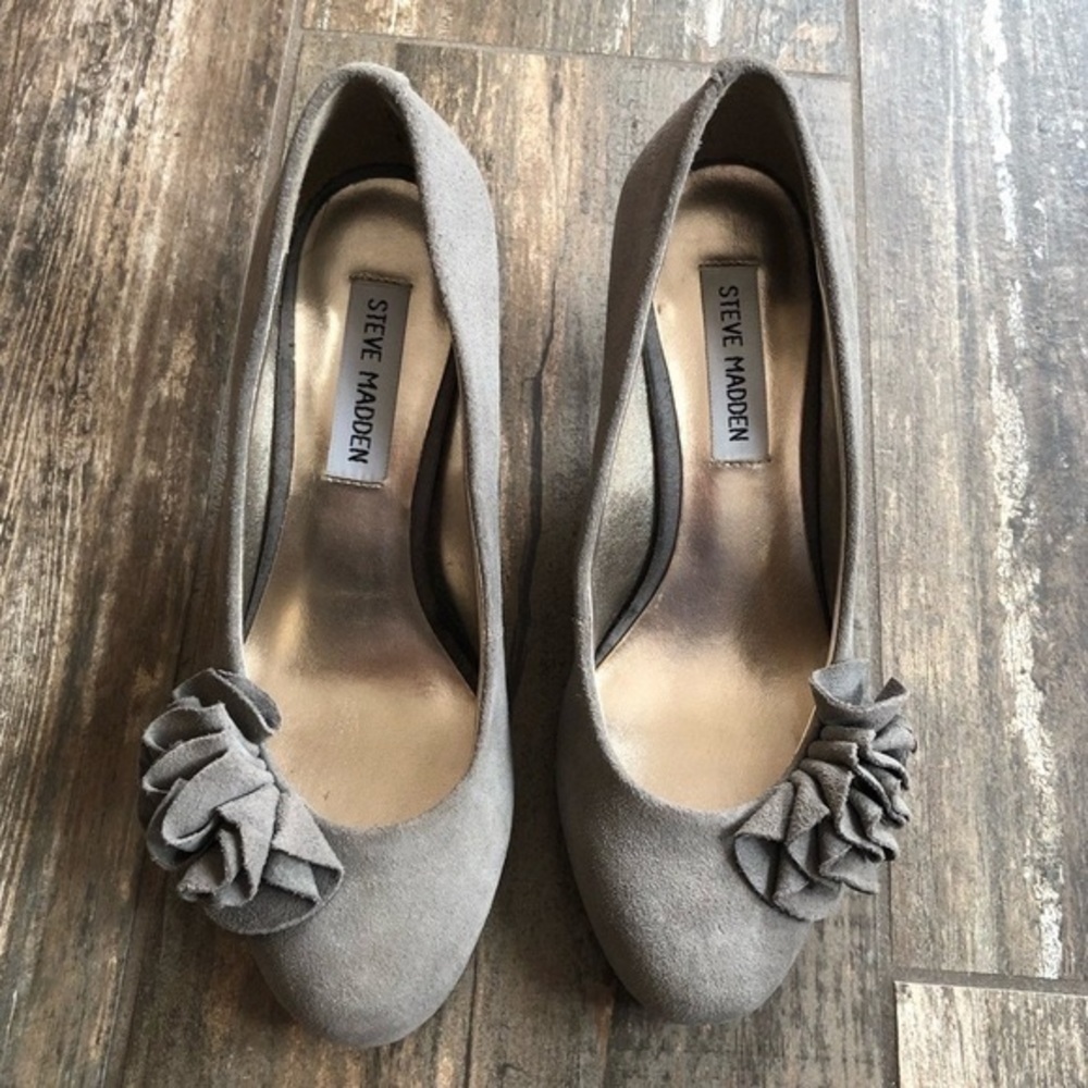 Steve Madden Preti grey suede leather heels size 6 - Picture 2 of 8